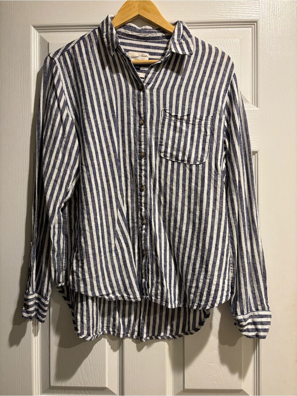 Universal Thread Blue and White Striped Button-Down Shirt